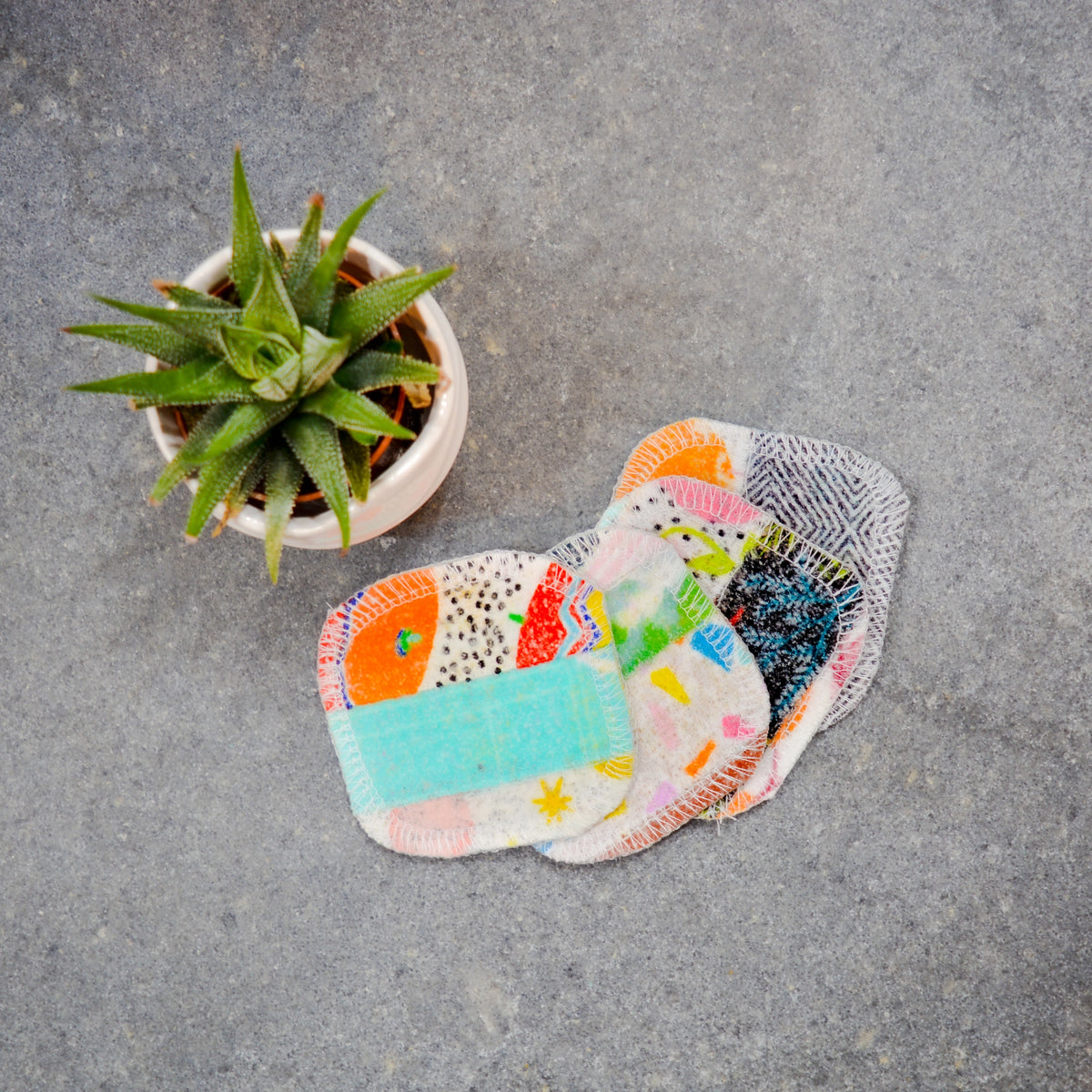 Upcycled Felt Polish Pads - Set of 4