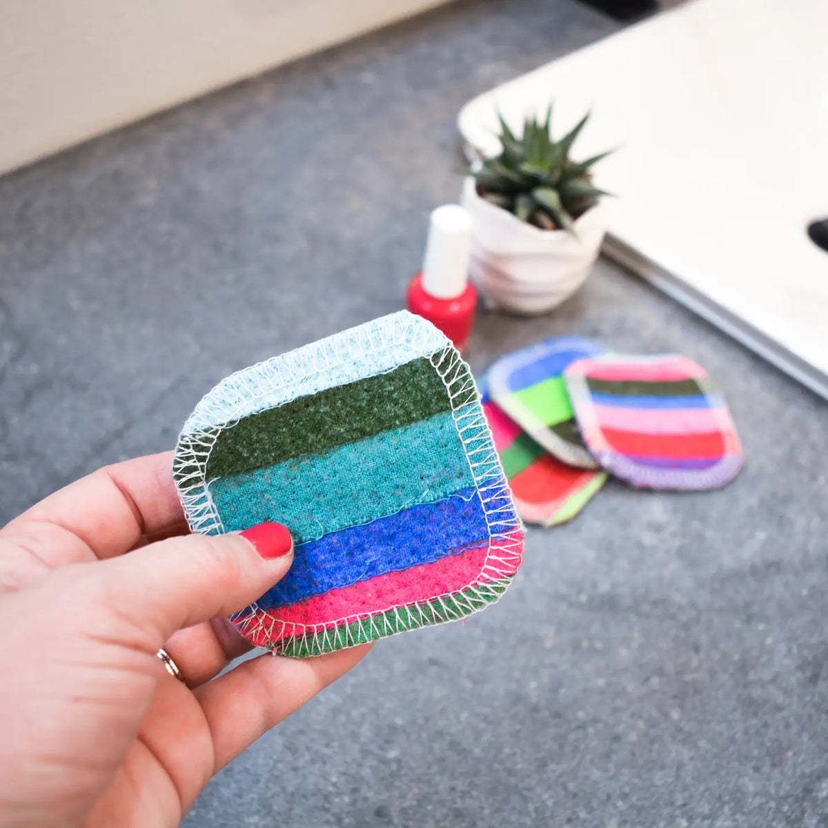 Upcycled Felt Polish Pads - Set of 4